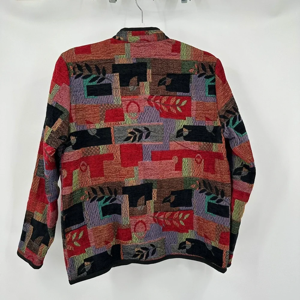 Womens Maximalist Patchwork Tapestry Jacket Size S Eclectic Boho Colorful Indie